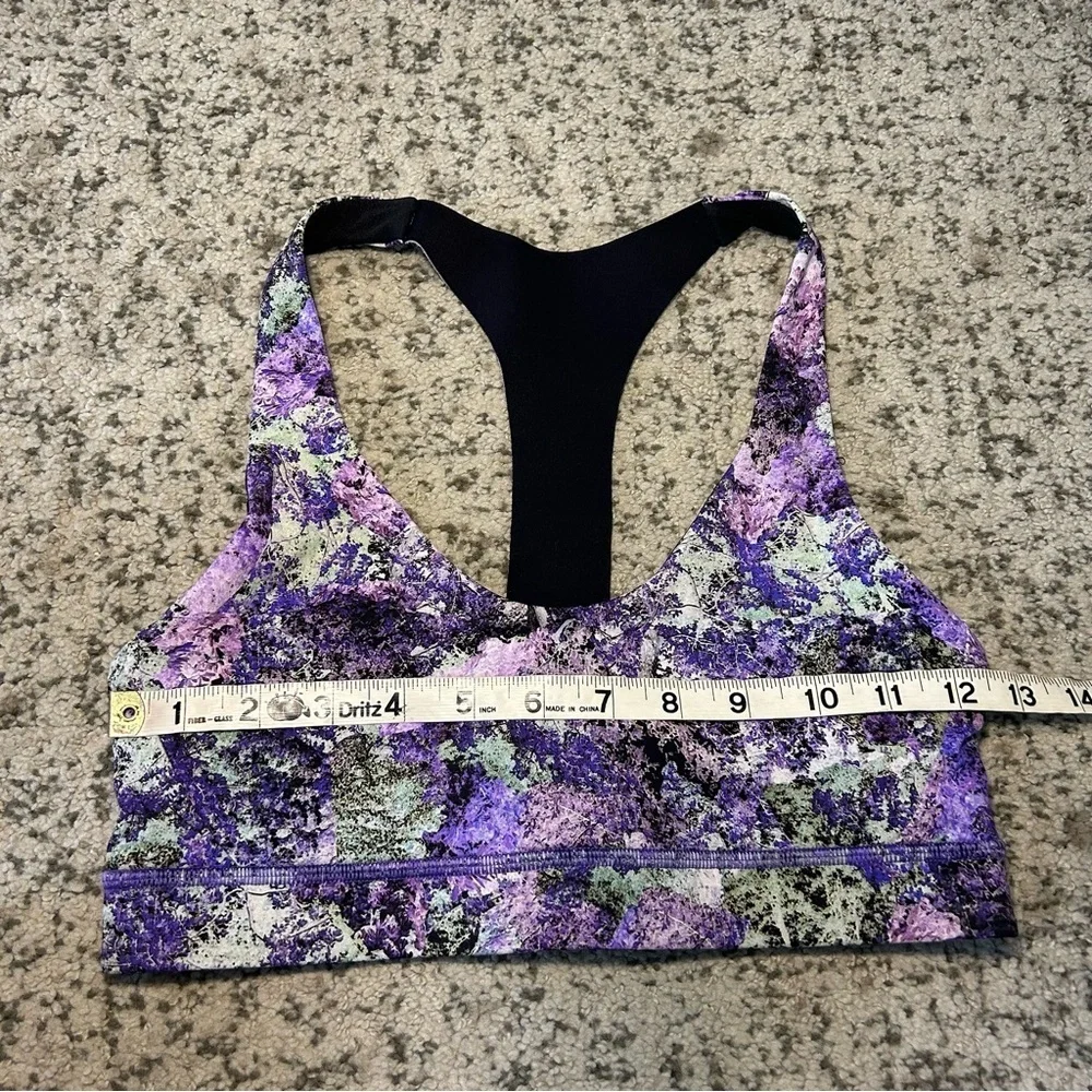 Lululemon Vivid Vision Multi Black & Purple Nulux Break Free Sports Bra Size 6